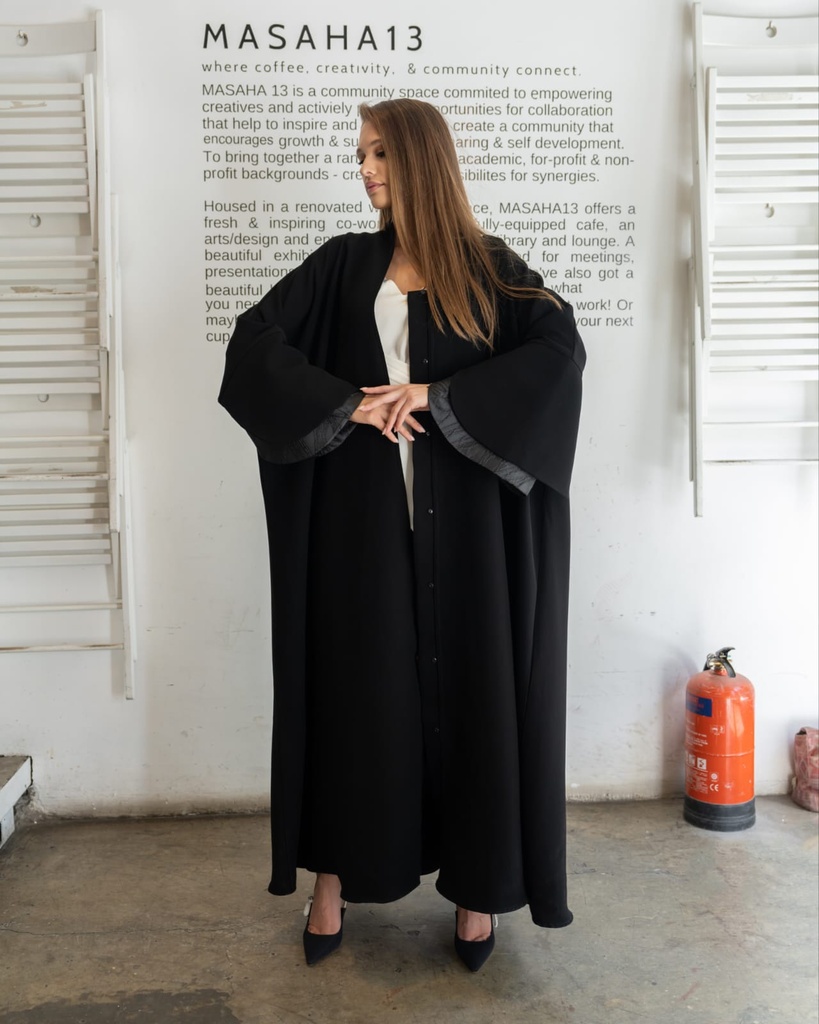 R1-Satin layer cuff abaya